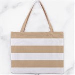 Horizontal Stripes - White and Tan Brown Mini Tote Bag