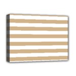 Horizontal Stripes - White and Tan Brown Deluxe Canvas 16  x 12  (Stretched)