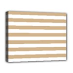 Horizontal Stripes - White and Tan Brown Deluxe Canvas 20  x 16  (Stretched)