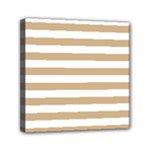 Horizontal Stripes - White and Tan Brown Mini Canvas 6  x 6  (Stretched)