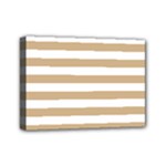 Horizontal Stripes - White and Tan Brown Mini Canvas 7  x 5  (Stretched)
