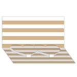 Horizontal Stripes - White and Tan Brown Twin Heart Bottom 3D Greeting Card (8x4)