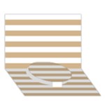 Horizontal Stripes - White and Tan Brown Circle Bottom 3D Greeting Card (7x5)