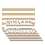Horizontal Stripes - White and Tan Brown YOU ARE INVITED 3D Greeting Card (7x5)
