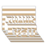Horizontal Stripes - White and Tan Brown THANK YOU 3D Greeting Card (7x5)