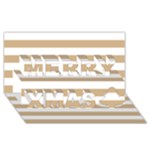 Horizontal Stripes - White and Tan Brown Merry Xmas 3D Greeting Card (8x4)