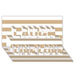 Horizontal Stripes - White and Tan Brown Laugh Live Love 3D Greeting Card (8x4)