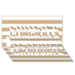 Horizontal Stripes - White and Tan Brown Congrats Graduate 3D Greeting Card (8x4)