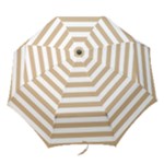 Horizontal Stripes - White and Tan Brown Folding Umbrella