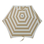Horizontal Stripes - White and Tan Brown Mini Umbrella