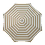 Horizontal Stripes - White and Tan Brown Golf Umbrella