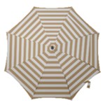 Horizontal Stripes - White and Tan Brown Hook Handle Umbrella (Medium)