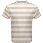 Horizontal Stripes - White and Pastel Brown Men s Cotton Tee
