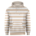 Horizontal Stripes - White and Pastel Brown Men s Pullover Hoodie
