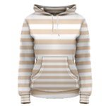 Horizontal Stripes - White and Pastel Brown Women s Pullover Hoodie