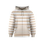 Horizontal Stripes - White and Pastel Brown Kid s Zipper Hoodie