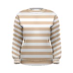 Horizontal Stripes - White and Pastel Brown Women s Sweatshirt