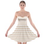 Horizontal Stripes - White and Pastel Brown Strapless Bra Top Dress