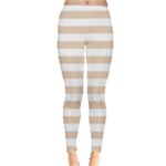 Horizontal Stripes - White and Pastel Brown Women s Leggings