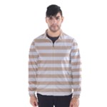 Horizontal Stripes - White and Pastel Brown Wind Breaker (Men)