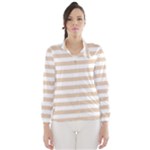 Horizontal Stripes - White and Pastel Brown Wind Breaker (Women)
