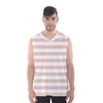 Horizontal Stripes - White and Pastel Brown Men s Basketball Tank Top