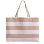 Horizontal Stripes - White and Pastel Brown Zipper Mini Tote Bag