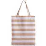 Horizontal Stripes - White and Pastel Brown Zipper Classic Tote Bag