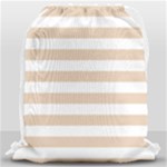 Horizontal Stripes - White and Pastel Brown Drawstring Bag (Large)