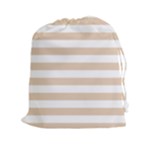 Horizontal Stripes - White and Pastel Brown Drawstring Pouch (XXl)