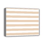 Horizontal Stripes - White and Pastel Brown Deluxe Canvas 14  x 11  (Stretched)