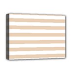 Horizontal Stripes - White and Pastel Brown Deluxe Canvas 16  x 12  (Stretched)