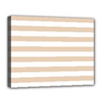 Horizontal Stripes - White and Pastel Brown Canvas 14  x 11  (Stretched)