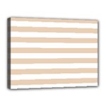 Horizontal Stripes - White and Pastel Brown Canvas 16  x 12  (Stretched)