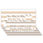 Horizontal Stripes - White and Pastel Brown Best Friends 3D Greeting Card (8x4)