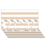 Horizontal Stripes - White and Pastel Brown MOM 3D Greeting Card (8x4)
