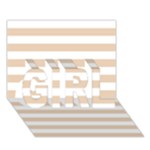 Horizontal Stripes - White and Pastel Brown GIRL 3D Greeting Card (7x5)