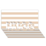 Horizontal Stripes - White and Pastel Brown HUGS 3D Greeting Card (8x4)