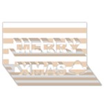 Horizontal Stripes - White and Pastel Brown Merry Xmas 3D Greeting Card (8x4)