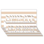 Horizontal Stripes - White and Pastel Brown Congrats Graduate 3D Greeting Card (8x4)