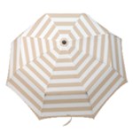 Horizontal Stripes - White and Pastel Brown Folding Umbrella