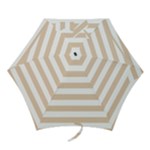 Horizontal Stripes - White and Pastel Brown Mini Umbrella