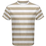 Horizontal Stripes - White and Khaki Brown Men s Cotton Tee