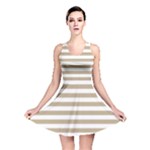 Horizontal Stripes - White and Khaki Brown Reversible Skater Dress