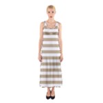 Horizontal Stripes - White and Khaki Brown Full Print Maxi Dress