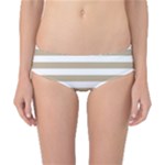 Horizontal Stripes - White and Khaki Brown Classic Bikini Bottoms