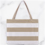 Horizontal Stripes - White and Khaki Brown Mini Tote Bag