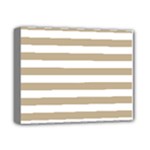 Horizontal Stripes - White and Khaki Brown Deluxe Canvas 14  x 11  (Stretched)