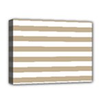 Horizontal Stripes - White and Khaki Brown Deluxe Canvas 16  x 12  (Stretched)