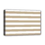 Horizontal Stripes - White and Khaki Brown Deluxe Canvas 18  x 12  (Stretched)